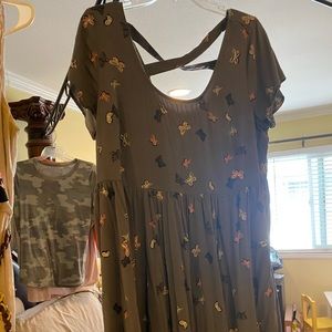Gray dress with butterflies